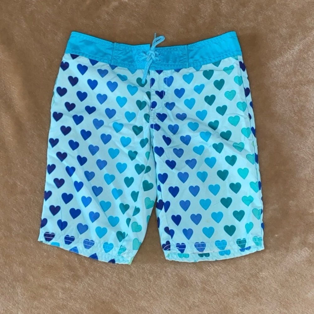 Blue Heart Patterned Swim Shorts
